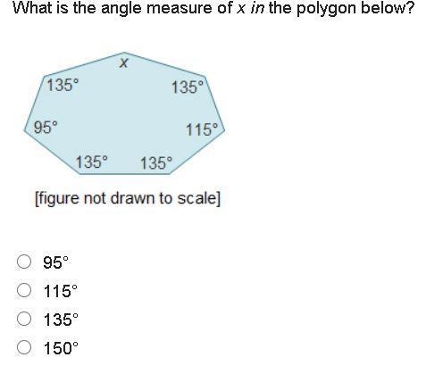 What is the angle measure of x in the polygon below? A polygon with 7 sides. The angle-example-1