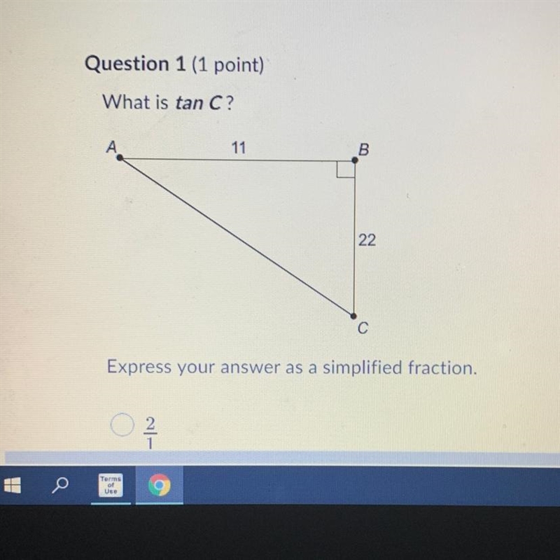 What is tan c? 2/1, 1/2, 1/4, 1/3-example-1