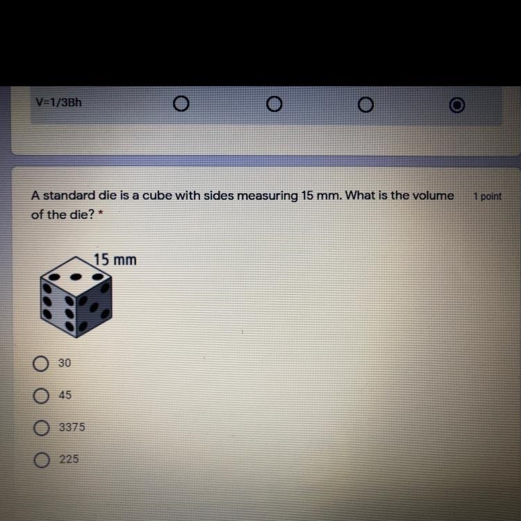 What is the volume of the die?-example-1