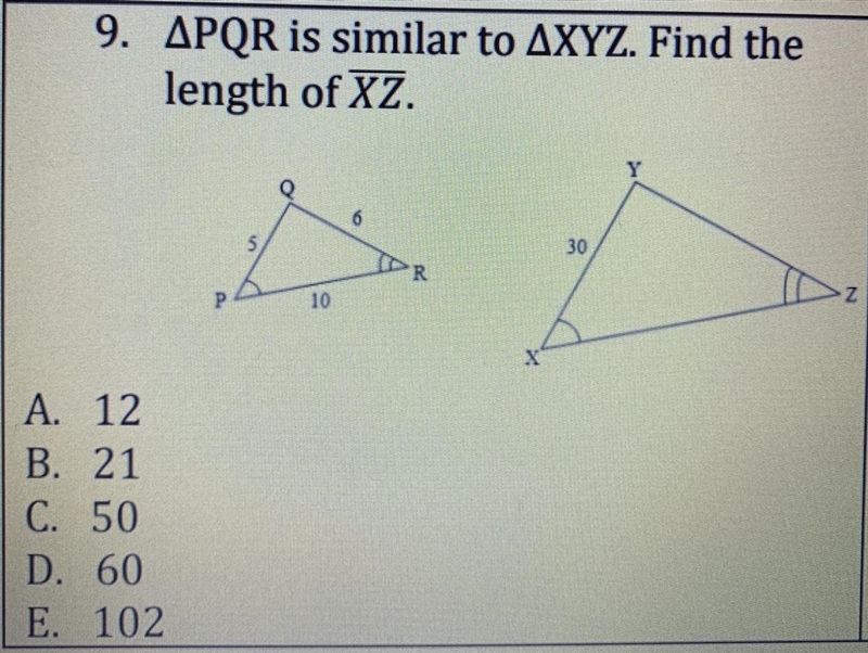 PICTURE ABOVE !!! find the length of XZ PLEASE HELP !!-example-1