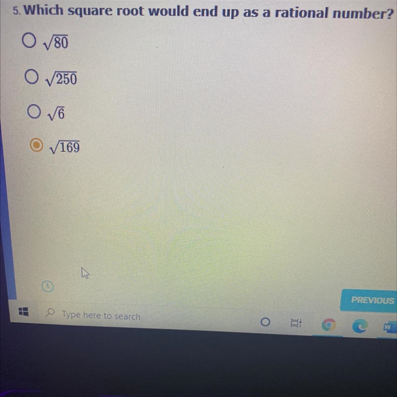 Which square root would end as a rational number?-example-1