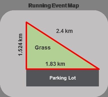 The red lines on the diagram show the layout for a running event. Runners will race-example-1