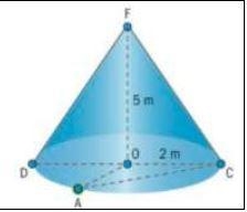 A heap of grain is shaped as a cone ADCF with height 5 m and base radius 2 m, as shown-example-1