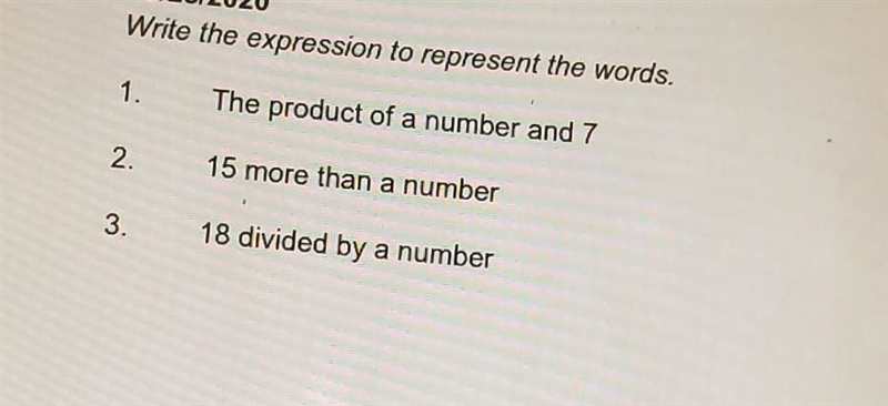 Write the expression to represent the words. ​-example-1