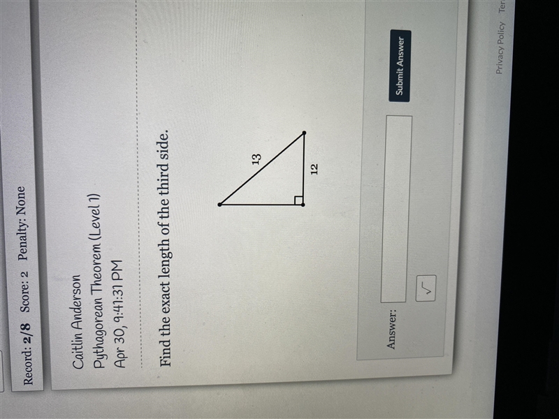 Find the exact length of the third side-example-1