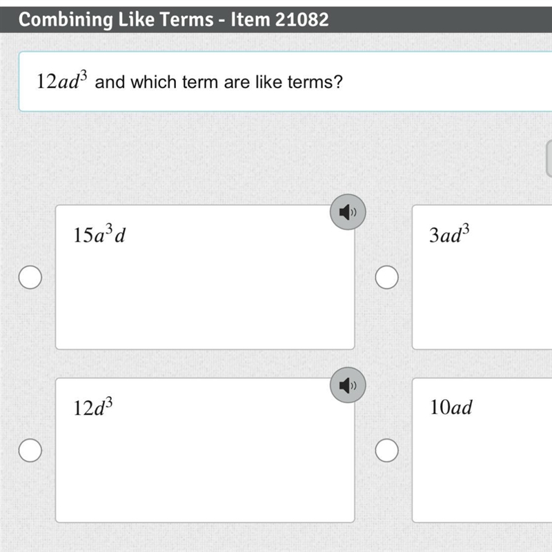 123 12 a d 3 and which term are like terms?-example-1