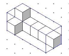 If each unit cube has edges 3/4 foot long, what is the volume of the blue-outlined-example-1