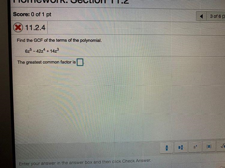 Find the GCF of the terms of the polynomial.-example-1