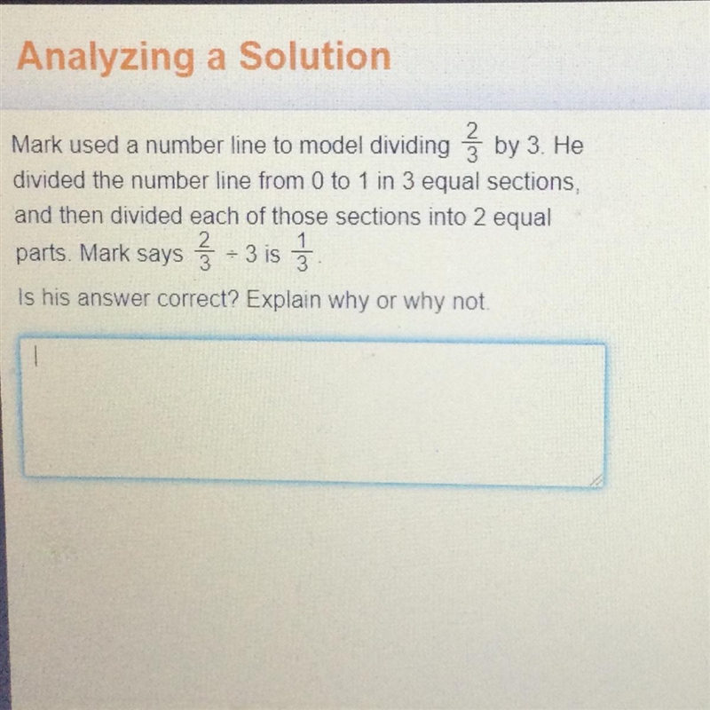 Mark used a number line to model dividing by 3. He divided the number line from 0 to-example-1