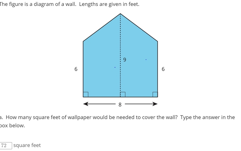 The figure is a diagram of a wall. Lengths are given in feet. Diagram of a wall. a-example-1