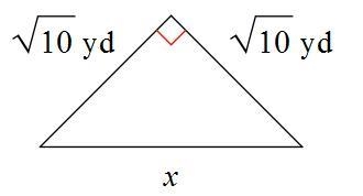 Find the missing the side of the triangle. A. 0 yd B.√30 yd C. 2√5. yd D. √17 yd-example-1