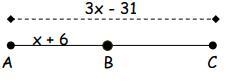 Solve for x if B is the midpoint of AC. 18.5 43 -34 49-example-1