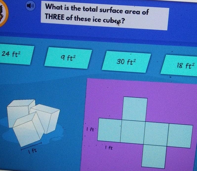 What is the total surface area of three of these ice cubes (pic attached)​-example-1