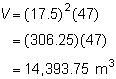 Mia is calculating the volume of the cylinder below using the following work. A cylinder-example-2