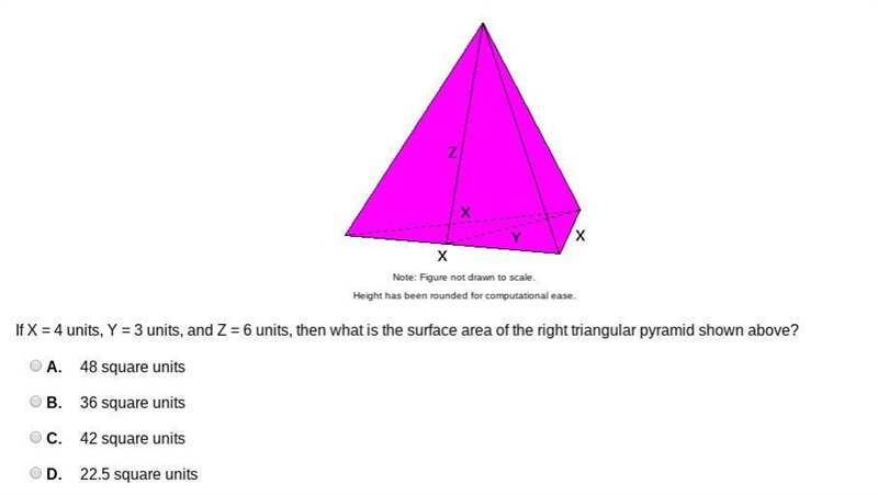 If X = 4 units, Y = 3 units, and Z = 6 units, then what is the surface area of the-example-1