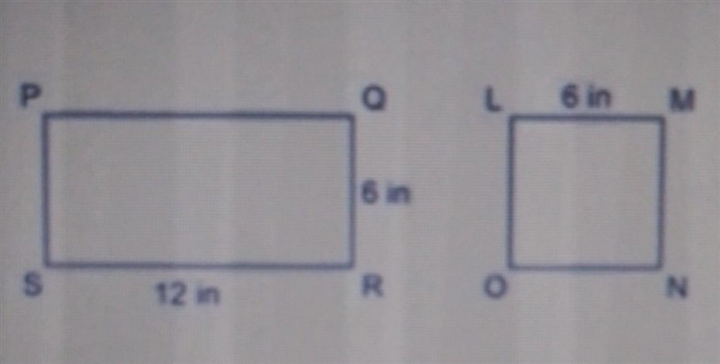 Look at the rectangle and the square: Sam says that the length of diagonal SQ is two-example-1