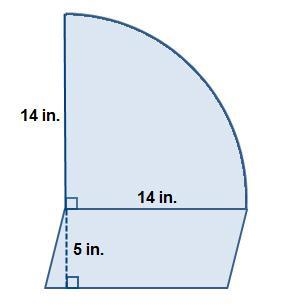 The figure consists of a quarter circle and a parallelogram. What is the area of the-example-1