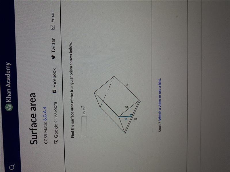 Find the surface area of this triangular prism shown below-example-1