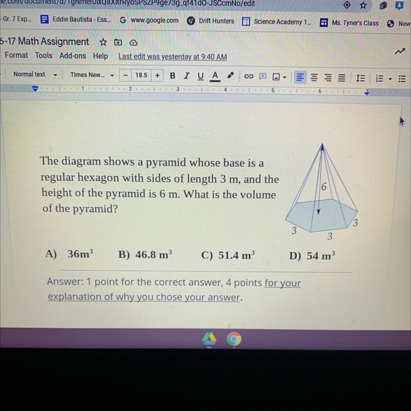 A.36m3 B.46.8m3 C.51.4m3 D. 54m3-example-1