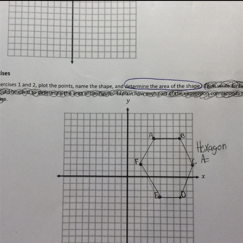 PLz I need help determining the area of this hexagon.-example-1