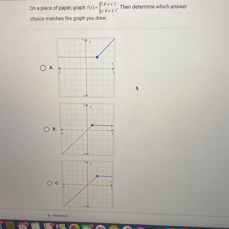 Parent functions ( there is also a option D but I couldn’t fit it into the photo, so-example-1