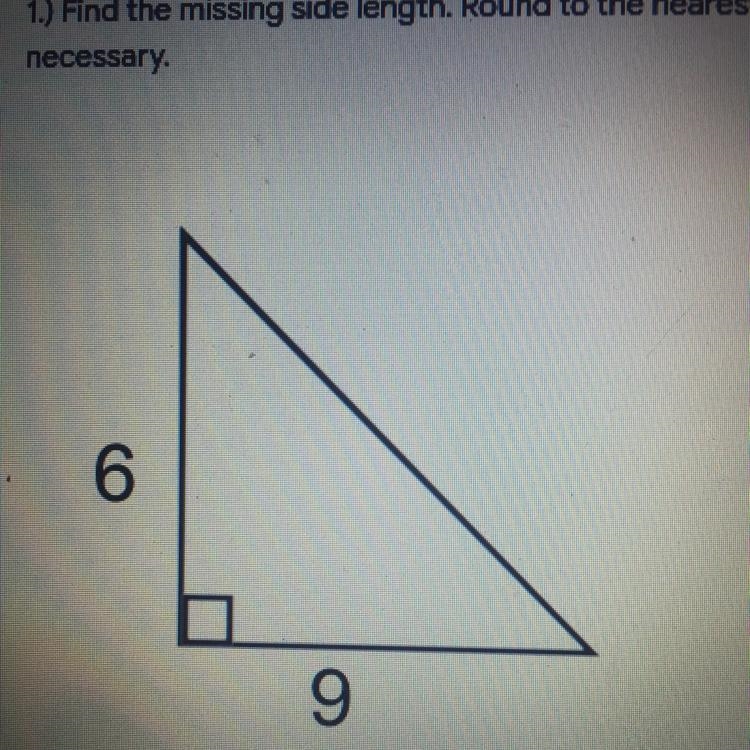 Find the missing side length. Round to the nearest TENTHS place if necessary-example-1