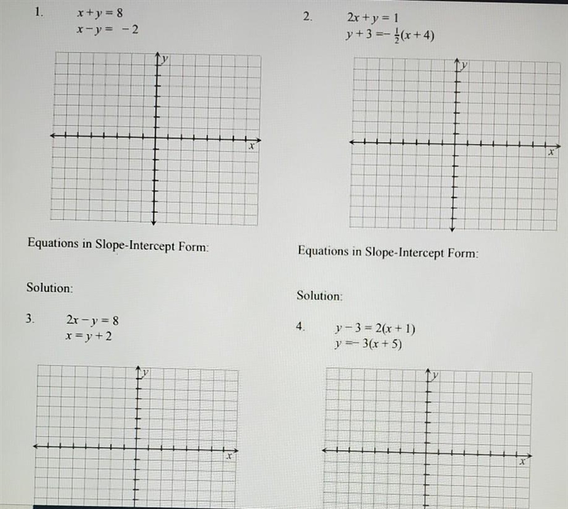 Solve, then write, each equation in slope intercept form. ​-example-1