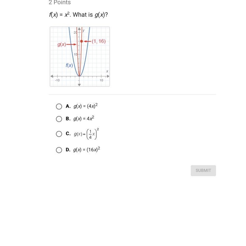 PLEASE HELP ME F(x)=x^2 what is g(x)?-example-1