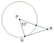 Segment QR is tangent to circle P at point Q. What is the measure of angle PQR? A-example-1