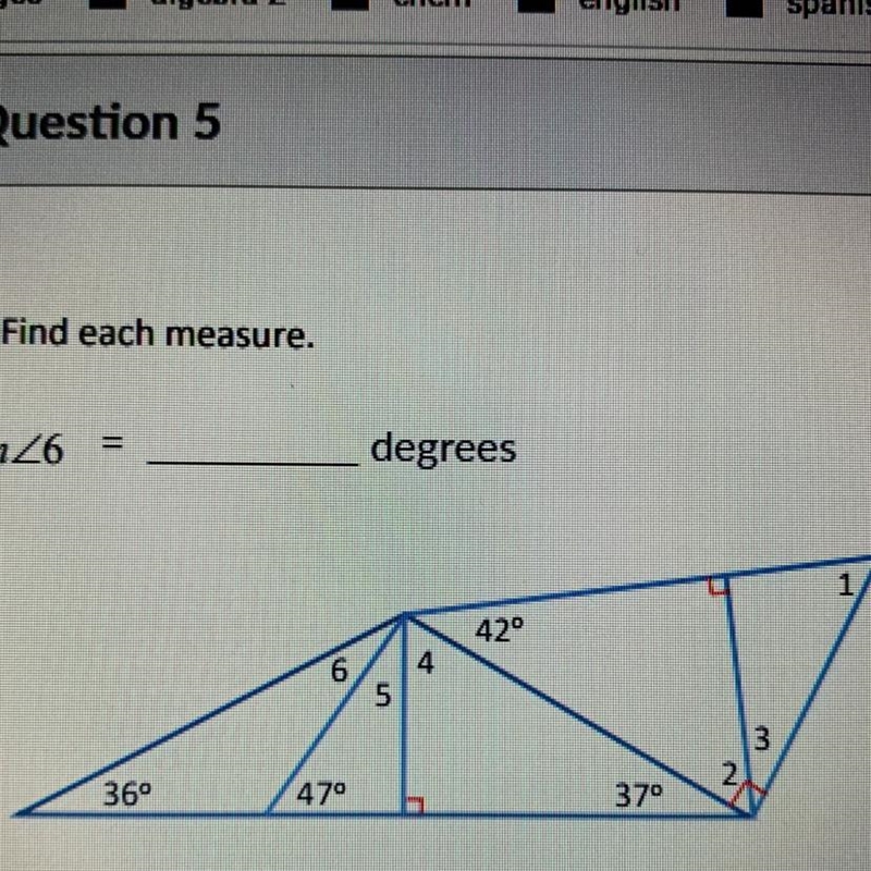 Find measure 6 I’ve tried twice and can’t get it Geometry-example-1