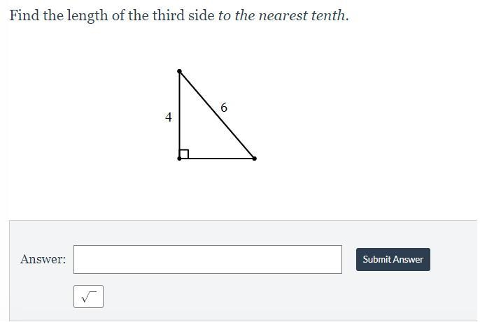 Need your help! Find the length of the third side to the nearest tenth.-example-1