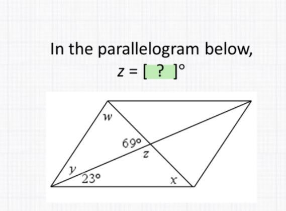 In the parallelogram below, z = ?°-example-1