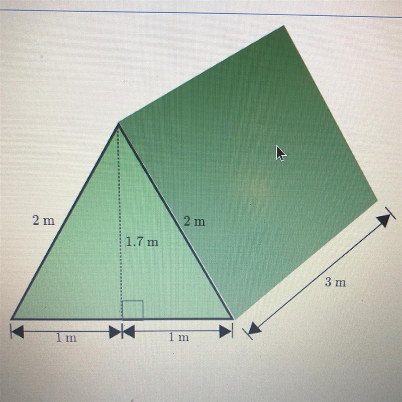 Cam’s tent (shown below) is a triangular prism. Find the surface are, including the-example-1