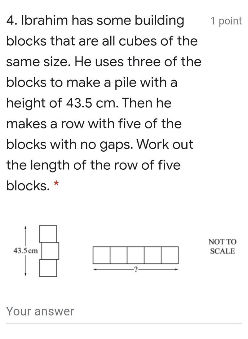 Ibrahim has some building blocks that are all cubes of the same size. He uses three-example-1