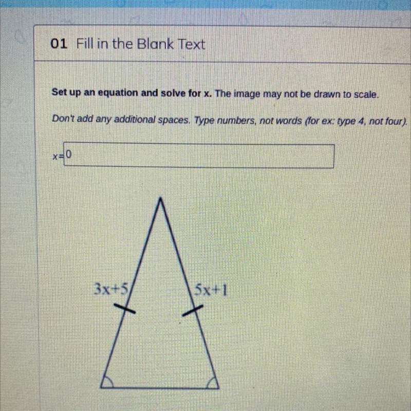 HELP ANSWER X FOR THIS ISOSCELES TRIANGLE THANK YOU-example-1