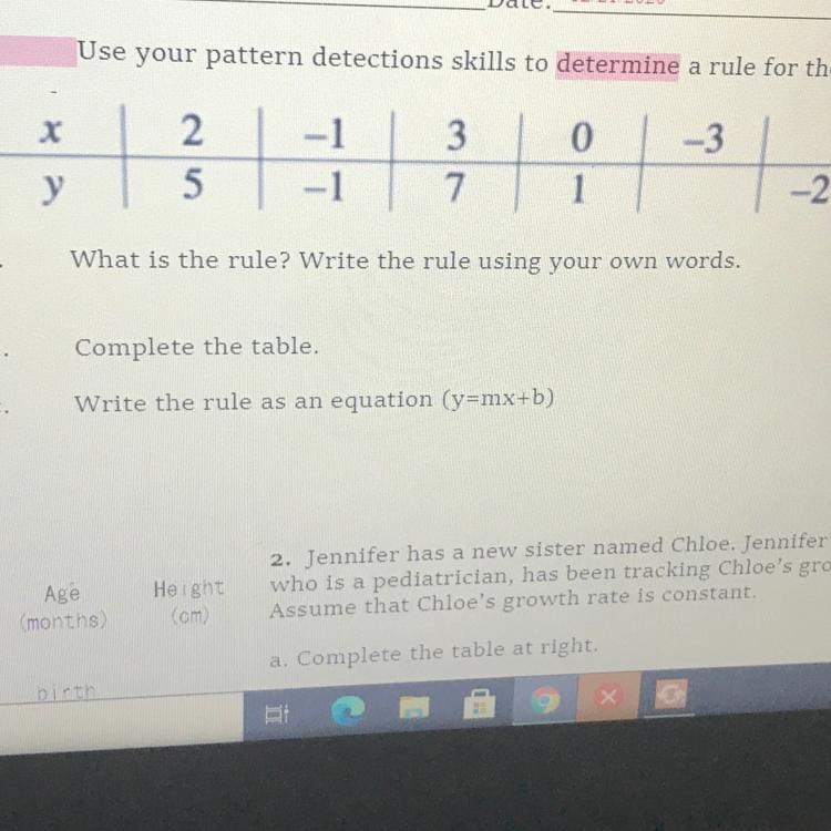 Use pattern detections skills to determine a rule for the table above What is the-example-1