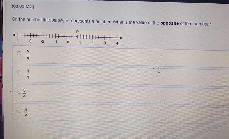 On the number line below. P number what is the value of the opposite of that number-example-1