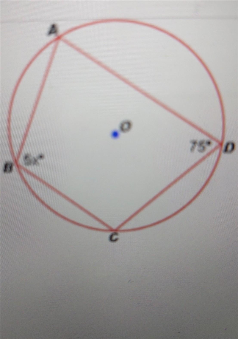 In the diagram below O is circumscribed about quadrilateral. what is value of x?​-example-1