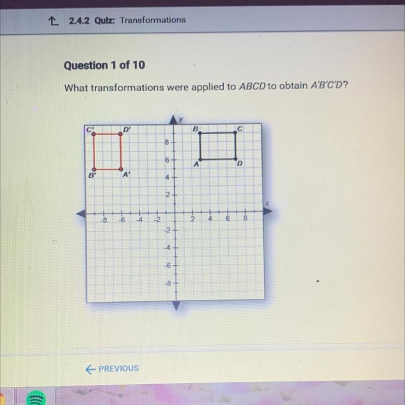 What transformations were applied to ABCD to obtain A'B'C'D?-example-1