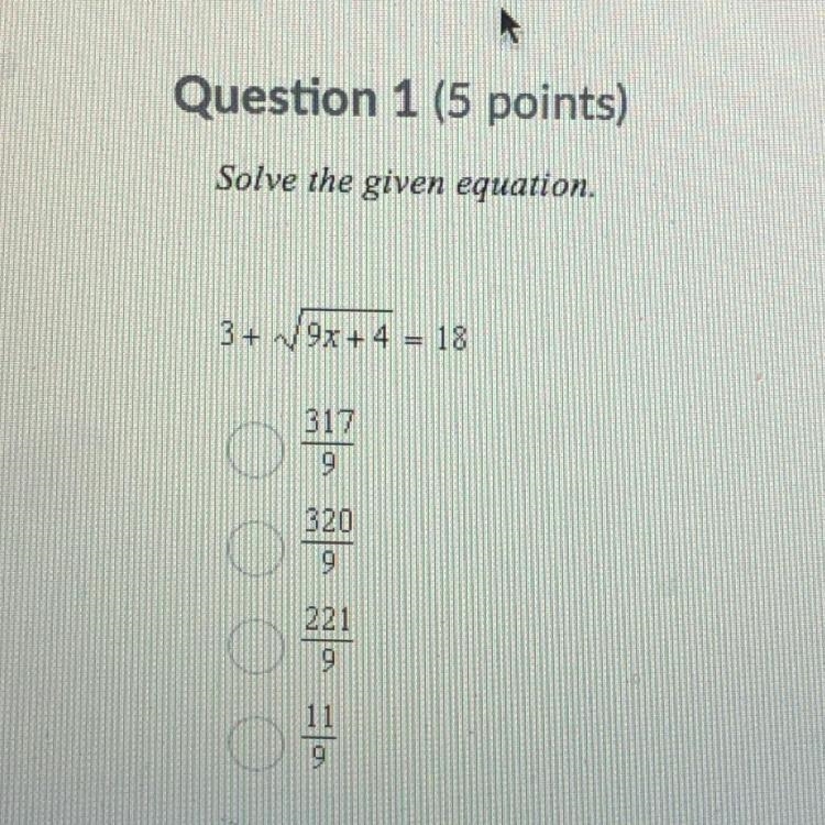 Solve the given equation. 3+ √ 9x + 4 = 18-example-1