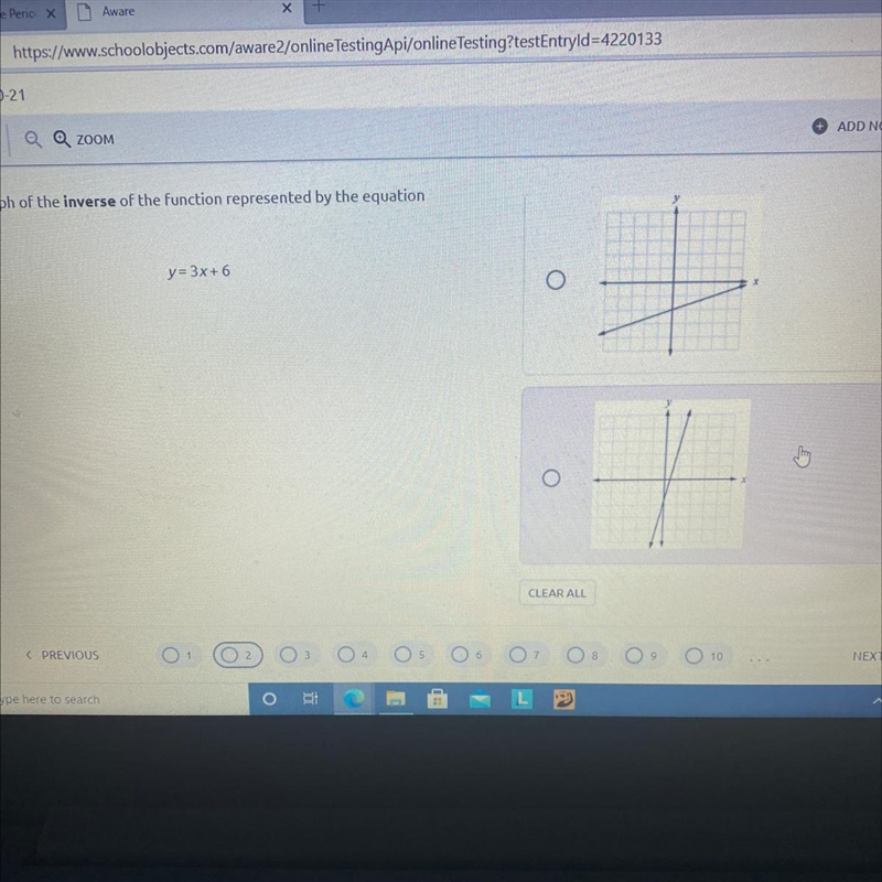 2. Which is the graph of the inverse of the function represented by the equation below-example-1