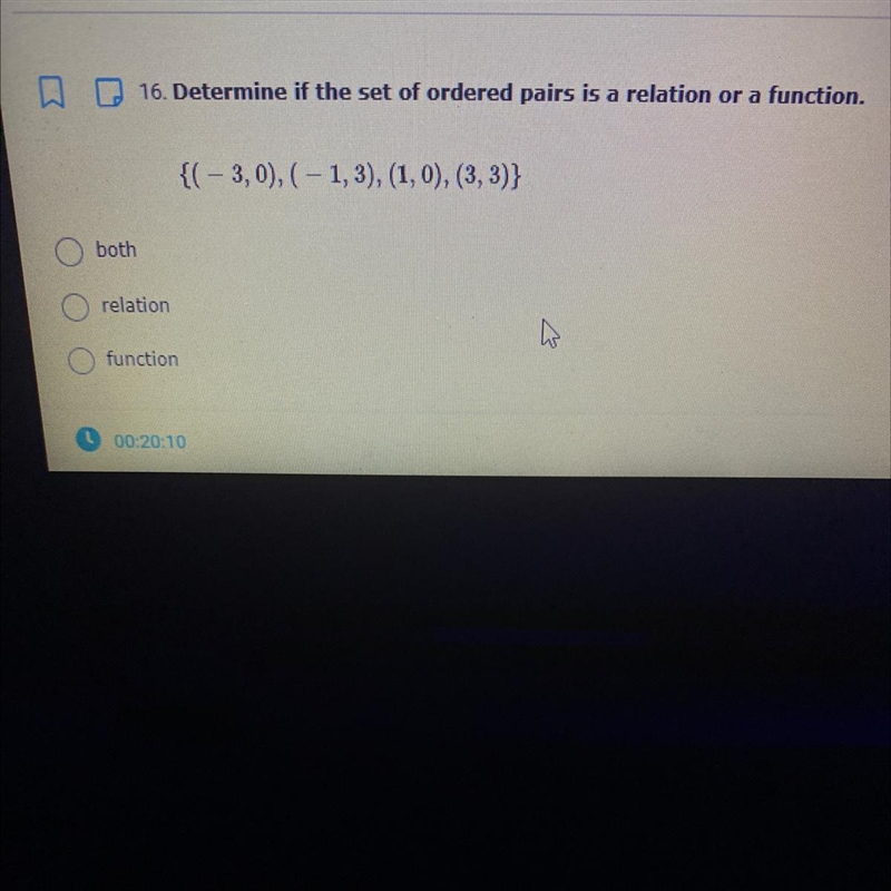 Determine if the set of ordered pairs is a relation or function.-example-1