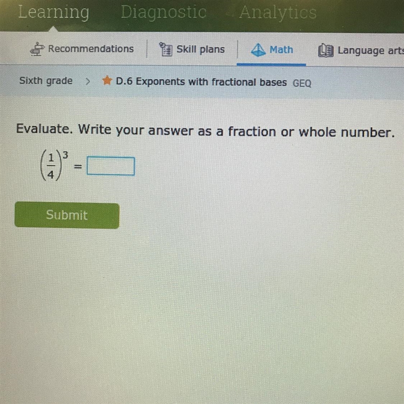 Evaluate. Write your answer as a fraction or whole number. Submit-example-1