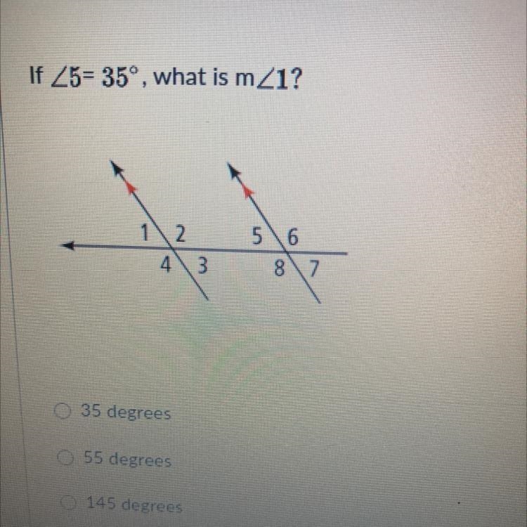 If < 5 = 35 what is m < 1-example-1