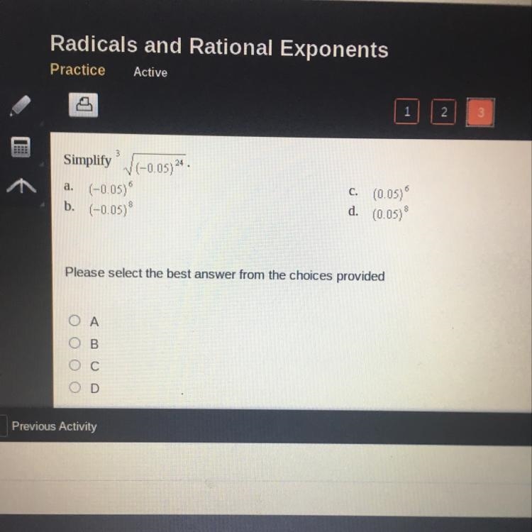 Simplify ^3 sq try (-0.05)^24-example-1