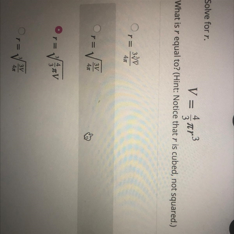 Solve for r , what is r equal to ?-example-1