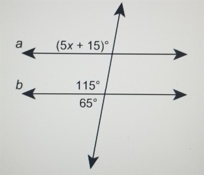 For what value of x is line a parallel to line b? Enter your answer in the box. X-example-1