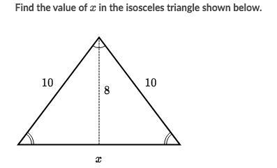 Find the value of xxx in the isosceles triangle shown below. Choose 1 answer:-example-1