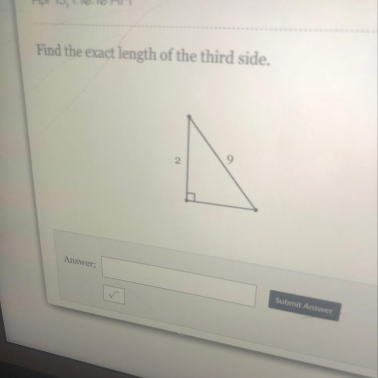 Find the exact length of the third side-example-1