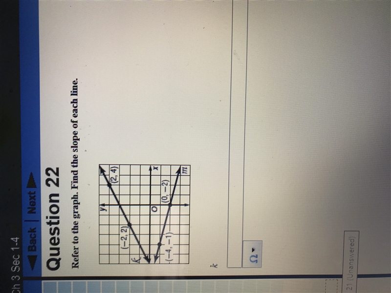 Refer to the graph. Find the slope of each line-example-1